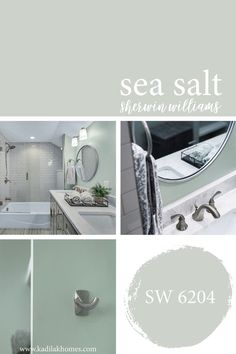 the bathroom is painted in sea salt