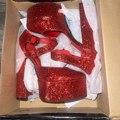 Got For Halloween Last Year But Didn’t End Up Wearing Them! Size 8 Red Fashion Nova Heels! Party Heels With Red Sole And Round Toe, Christmas Party Pointed Toe Heels, Closed Toe Heels For Halloween Party, Red Closed Toe Heels For Party, Red Round Toe Heels For Party, Red Platform Heels For Evening, Halloween Party Platform Heels, Halloween Party Closed Toe Heels, Halloween Platform Heels With Pointed Toe