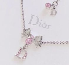 Pink Dior Necklace, Dior Bow Necklace, 2000s Jewelry, Dior Necklace, Cute Jewellery, Cute Necklaces, Elle Woods, Doll Jewelry, Bow Necklace