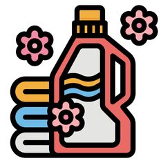 a bottle of liquid with flowers on it