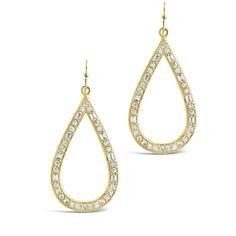 Bold, elegant drop hoops are sure to grab attention no matter where you wear them! Show off your sense of style with these sparkling beauties. Available in gold and silver tones. Materials: 14K gold rhodium plated brass, cubic zirconia Features: 2.2" drop, 0.95" width, 1.5mm & 3mm CZ stones, Lead & Nickel free, fish hook post Glamorous Teardrop Hoop Earrings For Pierced Ears, Glamorous Teardrop Hoop Earrings, Metal Teardrop Earrings For Anniversary, Gold Teardrop Earrings With Sparkling Stones, Gold Teardrop Crystal Earrings With Sparkling Stones, Glamorous Gold Teardrop Earrings, Elegant Teardrop Hoop Earrings With Sparkling Stones, Elegant Gold Hoop Teardrop Earrings, Gold Teardrop Hoop Earrings For Party