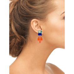 These vibrant Bounkit earrings in two tones of blue with contrast Spiny Oyster removable drop, are an elegant adornment to your ears. You also have the option to wear them without the drop for an everyday casual look.  Stones: Blue Quartz, Lapis & Orange Seashell  Material: 14K Gold Plated over 925 Sterling Silver  Dimensions: 2 1/2" x 3/4" Bold Orange Drop Earrings, Fusion Style Blue Gemstone Earrings, Bold Blue Drop Earrings, Blue Dangle Earrings Fusion Style, Blue Fusion Dangle Earrings, Blue Fusion Drop Earrings, Blue Fusion Earrings For Pierced Ears, Blue Fusion Style Drop Earrings, Bold Blue Earrings For Gift