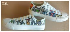 Paris France Sneakers Hand-painted Shoes Travel Art Shoes - Etsy Art Shoes, Painted Sneakers, Personalized Shoes, Hand Painted Shoes, Paris Art, Shoe Art