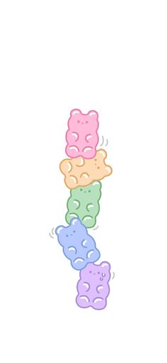 the letter i is made up of four different colored teddy bears on top of each other