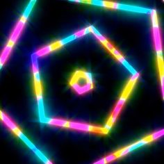 an abstract background with neon lights in the shape of hexagons and pentagons