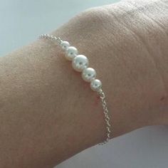 Pearl Bar Bracelet Sterling Silver Tiny Pearl Bracelet | Etsy Hypoallergenic Sterling Silver Pearl Bracelet, Simple Silver Jewelry With Pearl Chain, Sterling Silver Pearl Bracelet As Gift, Pearl White Bracelet With Sterling Silver Clasp As Gift, Nickel-free Sterling Silver Pearl Bracelet Gift, Delicate Sterling Silver Pearl Bracelet In Silver, Nickel-free Sterling Silver Pearl Bracelet, Classic Sterling Silver Pearl Bracelet For Gift, Dainty Sterling Silver Beaded Bracelets For Anniversary