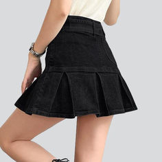 Dive into summer with our 2023 Summer Collection Skater Denim Skirt with Belt! With its mid-waist. stonewashed. street-vibe design and a unique zipper & button closure. this skirt is the perfect blend of contemporary fashion and nostalgic grunge.Key Highlights: Grunge Galore: Inspired by the iconic '90s grunge movement. this skirt exudes an effortlessly cool attitude. Distinctive Damaged Pattern: Expertly crafted wear and tear. capturing a raw. unfiltered essence. Sleek Slim Fit: Designed to hug Trendy Non-stretch Mid-rise Mini Skirt, Trendy High Waist Non-stretch Denim Skirt, Trendy High-waist Non-stretch Denim Skirt, Edgy Denim Mini Length Bottoms, Edgy Denim Mini Bottoms, Edgy Mini Length Denim Bottoms, Edgy Dark Wash Denim Skirt For Summer, High Waist Dark Wash Skort For Spring, High Waist Cotton Denim Pleated Skirt