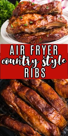 air fryer country style ribs with text overlay