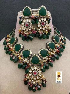 Jadau Kundan Handmade Hand Painted Meenakari Kundan Choker Emerald Semiprecious Stone Kundan Choker Necklace Jaipur Kundan, Indian Jewelry Fine Ahmdabadi Kundan Handmade Hand Painted Meenakari Kundan Choker Emerald Semiprecious Stone/ Kundan/ Pearl/ Choker/ Necklace Easy to wear, Light in weight & gives you a classy Look. It can be wear in festival occasion with matching salwar or saree. The fish hook is also attached at the top of earring for smooth wear and removal of earrings. Indian Choker, Necklace Emerald, Kundan Choker, Indian Necklace, Diamond Necklace Set, Bollywood Jewelry, Polki Jewellery, Beaded Jewelry Designs, Indian Wedding Jewelry