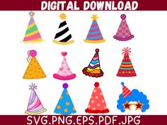 birthday party hats clipart for commercial use