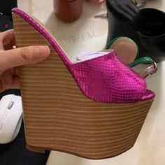 Women Pumps Platform Wedges Peep Toe 20CM Mules High Heels Sandals Shoes Woman | eBay Mule High Heels, Wooden Platform Sandals, Platform Clogs Shoes, Super High Heels, Shoes Heels Wedges, Wedge Heel Sandals, Clogs Shoes, Womens Wedges, Platform Wedges