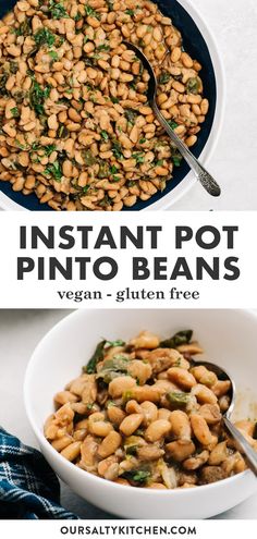 instant pot pinto beans in a white bowl