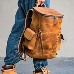 Woosir Cowhide Leather Backpack Men's Leather Outdoor Laptop Bag, Leather Backpack For Travel, Functional Leather Laptop Bag For Outdoor, Leather Laptop Bag With Large Capacity, Large Capacity Laptop Backpack, Large Capacity Leather Backpack For Outdoor, Leather Backpack With Large Capacity For Outdoor, Leather Laptop Backpack With Large Capacity, Large Capacity Leather Laptop Backpack