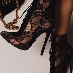 All Products · Eoooh❣❣ · Online Store Powered by Storenvy Hak Tinggi, Lace High Heels, High Heels Classy, Lace Ankle Boots, Heels Classy, Lace Heels, Stiletto Boots, Boots High, Pointed Toe Heels