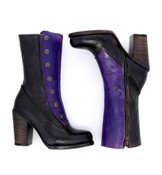 Oak Tree Farms - Tall Boots | AMELIA | BLACK POISON RUSTIC Steampunk Boots, Purple Gothic, Wrap Heels, Steampunk Clothing, Tree Farms, Leather Boot, Oak Tree, 4 Inch Heels, Goodyear Welt