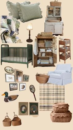 a collage of furniture and decor items