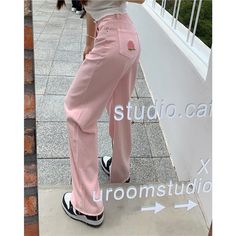 Product information: Thickness: ordinary Fabric name: cotton denim fabric Color: Pink Main fabric composition: Cotton Pants length: trousers Waist type: high waist Size: S,M,L,XL,2XL Style: straight-leg pants Size: Unit:cm Note: 1. Asian sizes are 1 to 2 sizes smaller than European and American people. Choose the larger size if your size between two sizes. Please allow 2-3cm differences due to manual measurement. 2. Please check the size chart carefully before you buy the item, if you don't know Casual Straight Leg Cotton Jeans, Casual Cotton Straight Jeans, Straight Cotton Jeans, High-waisted Cotton Jeans, High Waist Cotton Pants For Spring, Straight Leg Cotton Pants For Spring, Spring High Waist Cotton Pants, Spring Cotton Flare Jeans Full Length, Spring Cotton Full Length Flare Jeans