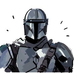 a drawing of a man wearing a helmet and armor