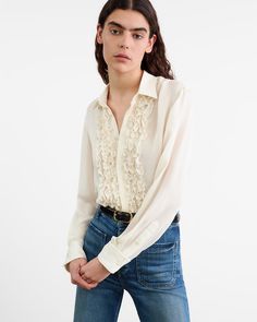 MARISA SILK SHIRT Denim Editorial, Nili Lotan, Womens Ballet Flats, Short Shirts, Silk Shirt, Blazer Coat, Summer Essentials, Skirt Top, Sweater Jacket