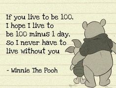 winnie the pooh quote on paper with an image of winnie the pooh hugging her pig