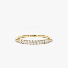 14K Gold 11 Stone Petite Diamond Wedding Band – FERKOS FJ Layering Diamond Necklaces, 11 Stone, Silver Diamond Ring, Local Jewelry, Diamond Wedding Band, Diamond Color, Silver Wedding, Quality Diamonds, Buying Jewelry