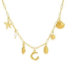 PRICES MAY VARY. 🐚Charms Necklace: This Gold Initial Charm Necklace for Women features a delightful array of beach-themed charms, including starfish, seashells, pearls, and sun motifs, along with personalized initial charms. It's a perfect blend of coastal and personal style, ideal for beach lovers. 💎 High-Quality Stainless Steel: The necklace is made from durable stainless steel with an 18K gold plating, ensuring longevity and resistance to tarnish. The paperclip chain design adds a trendy an Beach Charm Necklace, Necklace For Women Gold, Anchor Jewelry, Necklace Charms, Charms Necklace, Starfish Necklace, Women Beach, Summer Necklace, Chain Design