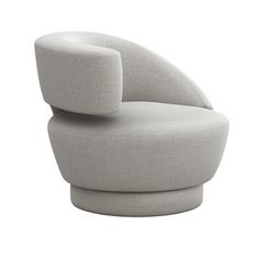 a white chair with two pillows on it's back and the seat upholstered