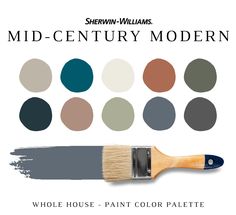 the modern farmhouse paint palette is shown in shades of gray, blue, and white