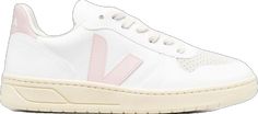 Veja V 10, Veja Sneakers, Cotton Coat, Pink Logo, Supply Chain, Pink Leather, Sneakers White, White Leather, Patch Logo