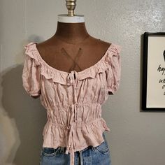 100% Rayon Armpit To Armpit Approximately 18" Approximate Length From Center 12" Bohemian Blue Cotton Peasant Top, Pink Peasant Cotton Blouse, Blue V-neck Peasant Top For Summer, Blue Peasant Style V-neck Top, Casual Pink V-neck Peasant Top, Layered Tops, Peasant Tops, Bodice, Womens Tops