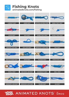 Fishing Knots by Grog | Learn How to Tie Fishing Knots using Step-by-Step Animations | Animated Knots by Grog Fishing Knots Guide, Animated Knots, Fishing Line Knots, Fly Fishing Knots, Fishing Hook Knots, Hook Knot, Flounder Fishing, Best Knots