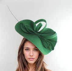 Emerald Bright Green Statement Fascinator Womans Hat Kentucky Derby Oaks Ascot Weddings Garden Cocktail Tea Parties Church Hatinator - Etsy Green Mini Hat With Curved Brim For Wedding, Green Structured Crown Mini Hat For Kentucky Derby, Green Mini Hat With Structured Crown For Kentucky Derby, Elegant Green Boater Hat With Curved Brim, Green Structured Mini Hat For Kentucky Derby, Green Wide Brim Fascinator For Wedding, Fitted Green Top Hat For Garden Party, Elegant Green Mini Hats With Short Brim, Elegant Green Mini Hat With Short Brim