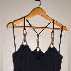 Black With Gold Straps Guess By Marciano Blouse, Size S, 95% Polyester, 5% Spandex Brand New W/ Tags Elegant Club Tops With Built-in Bra, Elegant Black Tops With Built-in Bra, Elegant Stretch Tops For Club, Elegant Black Club Blouse, Guess By Marciano, Tops Black, Top Blouse, Blouses, Womens Tops