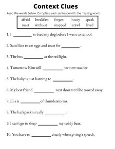 a worksheet with words and pictures to help students learn how to read the text