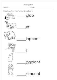 an animal worksheet with the words gloo, nf and elephant