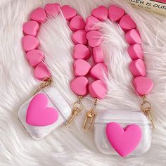 pink heart chain airpods case boogzel apparel Pink Heart Pendant, Love Keychain, Cute Love Heart, 3d Heart, Airpods 3, Heart Chain, Puffy Heart, Airpods Case, Purse Strap