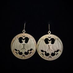 Steampunk Gold Jewelry For Halloween, Handmade Gothic Gold Earrings, Handmade Gold Witchy Jewelry, Handmade Witchy Gold Jewelry, Gothic Brass Earrings Nickel Free, Gothic Gold Nickel-free Jewelry, Nickel-free Gold Gothic Jewelry, Gothic Gold Brass Earrings, Gold Gothic Brass Earrings