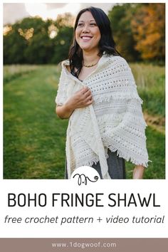 the boho fringe shawl is an easy crochet pattern for beginners