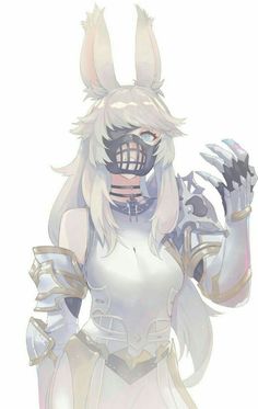 an anime character with bunny ears and white hair