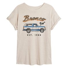 She will love showing off her style with this Juniors' Ford Bronco Est. 1966 Flowy Tee. FEATURES Short sleeves ScoopneckFIT & SIZING Oversized FitFABRIC & CARE Heather Colors: Cotton/Rayon , Birch: Cotton/Polyester Machine wash Imported Size: Large. Color: Beige. Gender: female. Age Group: kids. Pattern: Graphic. High Neck Tank Top, Kids Pattern, High Neck Tank, Raglan Tee, Boyfriend Tee, How To Show Love, Ford Bronco, Pattern Graphic, Oversized Tee