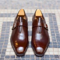 Brown Leather Single Monk Strap Dress Shoes on Storenvy Ascot Shoes, Monk Shoes, Quality Leather Boots, Gentleman Shoes, Custom Design Shoes, Monk Strap Shoes, Handmade Leather Shoes, Monk Strap, Formal Shoes