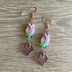 Handmade Pierced Earrings Are Made With Czech Glass Floral Beads Approximately 2.5” Bright Copper Fish Hook Pierced Ear Wires White Tulip Czech Beads, With Copper Embellishments Green Flower Cups Iridescent Purple And Copper Textured Leaves Bright Copper Findings Handcrafted By Me Gift Boxed, Ready To Wrap I Always Ship Same Day Or Next Business Day Custom Orders Are Always Welcome Any Questions, Please Ask! Save $$ Bundles Of 2 Or More Items Automatically Receive A 20% Discount! Please Check Out @Smadden424 For Many More Jewelry Choices, In A Wide Variety Of Styles, Colors And Sizes These Arrive To You In A Cotton Lined Gift Box And Would Make A Lovely Present Or Stocking Stuffer Purple And Copper, Flower Cups, Iridescent Purple, Pierced Ear, Bright Copper, Flower Cup, White Tulips, Green Flower, I Love Jewelry