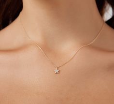 14K SOLID YELLOW GOLD DAINTY STAR NECKLACE WITH DIAMONDSHere is a dainty, delicate and simple, yet classy minimalist Diamond Star Necklace. This is 14k Solid Gold. (We do not sell filled or plated jewelry) Perfect for everyday use.Metal : 14K Solid GoldNecklace Length : 16 inches / 40cmStar Height : 6.50mmStar Width : 6.50mmDiamond : 11 Diamonds --- Nice White Color Sparkle Diamonds ---- G-H color SI2 clarityTotal Carat: 0.08ct ---Absolutely stunning. Comes in a gift box. ---Shipping Policy----I Dainty Everyday Necklace, Star Wedding Band, Classy Minimalist, Diamond Star Necklace, Fancy Jewelry Necklace, Gold Necklace Indian, Pretty Jewelry Necklaces, Star Necklace Gold, Gold Necklace Indian Bridal Jewelry