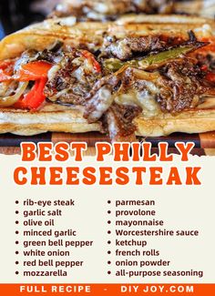 an advertisement for the best phily cheesesteak