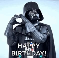 a darth vader birthday card with the caption happy birthday