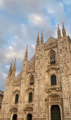 the large cathedral has many spires on it's sides