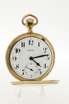 This vintage pocket watch is gold filled and is a Howard branded piece, that has a double dial. The piece is marked 7925565 and 909268, is a 17 jeweled movement and will be fully serviced before leaving and checked for keeping correct time. The diameter of the case of the watch measures 51.1 mm wide and sets 14 mm tall. B795NIPPB --Please reference our policy for more details before purchase-- For International orders, please provide a phone number for shipping purposes. Just place a note in the Collectible Gold Pocket Watch With Skeleton Dial, Antique Chronograph Pocket Watch For Formal Occasions, Vintage Yellow Gold Pocket Watch With Subdials, Gold Pocket Watch With Subdials For Collectors, Timeless Chronograph Pocket Watch For Formal Occasions, Formal Pocket Watch With Subdials, Classic Collectible Pocket Watch With Subdials, Vintage Yellow Gold Pocket Watch With Skeleton Dial, Classic Round Pocket Watch With Skeleton Dial