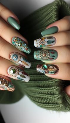 Nails June, Boho Nails, Unghie Nail Art, Colorful Nails, Her Nails, Fall Nail Art, New Year's Nails, Nail Inspiration, Fancy Nails