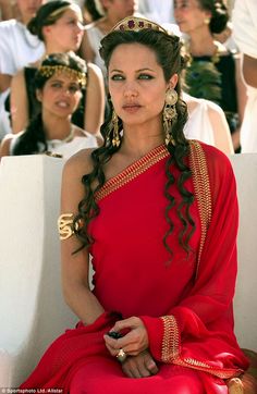 Regal: Angelina Jolie, as Olympias in the 2004 film, is set to play the nymphomaniac Catherine the Great Angelina Jolie Alexander, Goddess Hairstyle, Greek Hairstyle, Greek Hairstyles, Angelina Jolie Movies, Greek Goddess Costume, Goddess Costume, Goddess Hairstyles