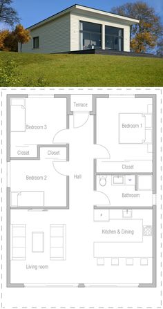 the floor plan for this modern house is very simple